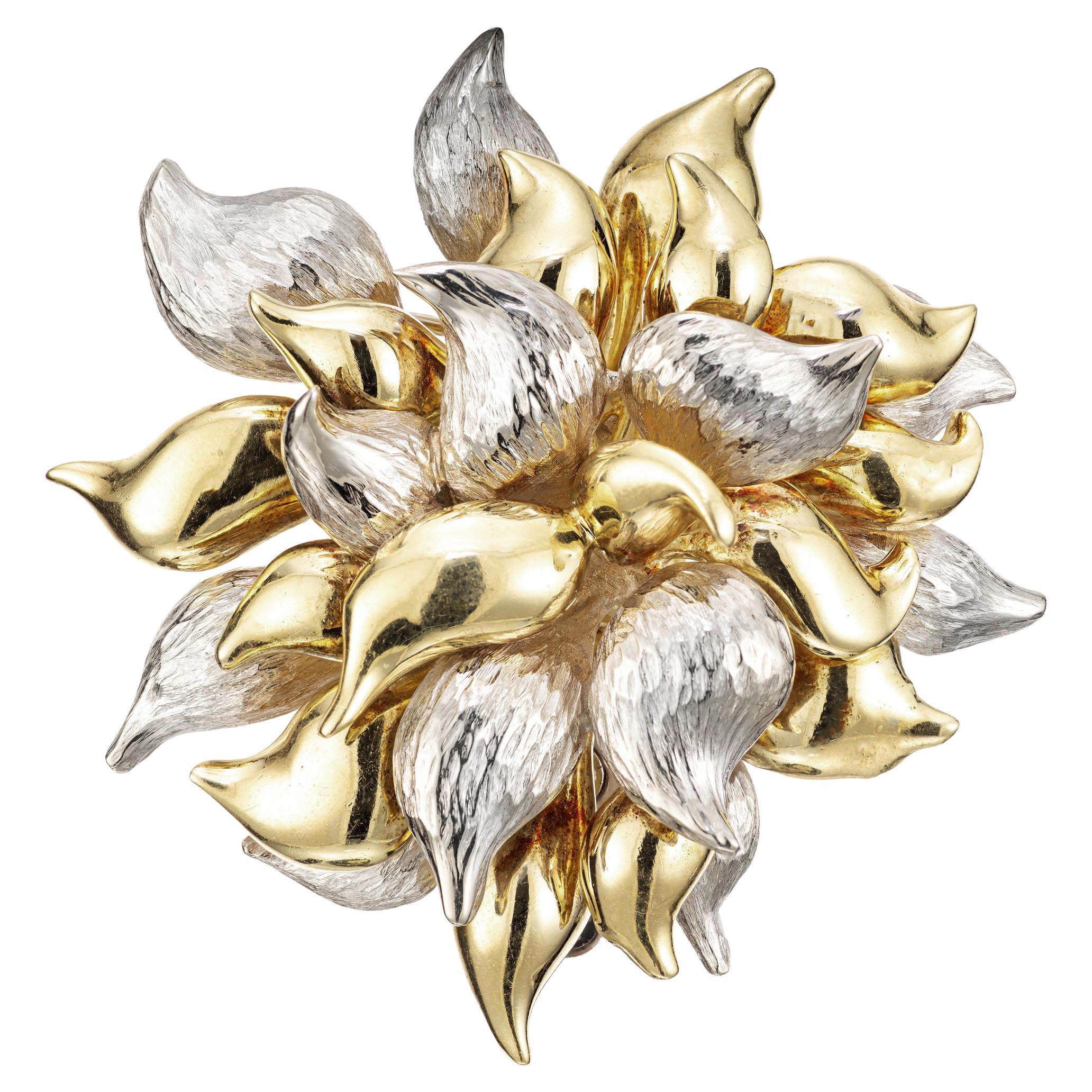 Tiffany & Co. Yellow White Gold Flower Brooch