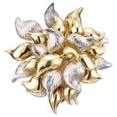 Retro Tiffany & Co. Yellow White Gold Flower Brooch