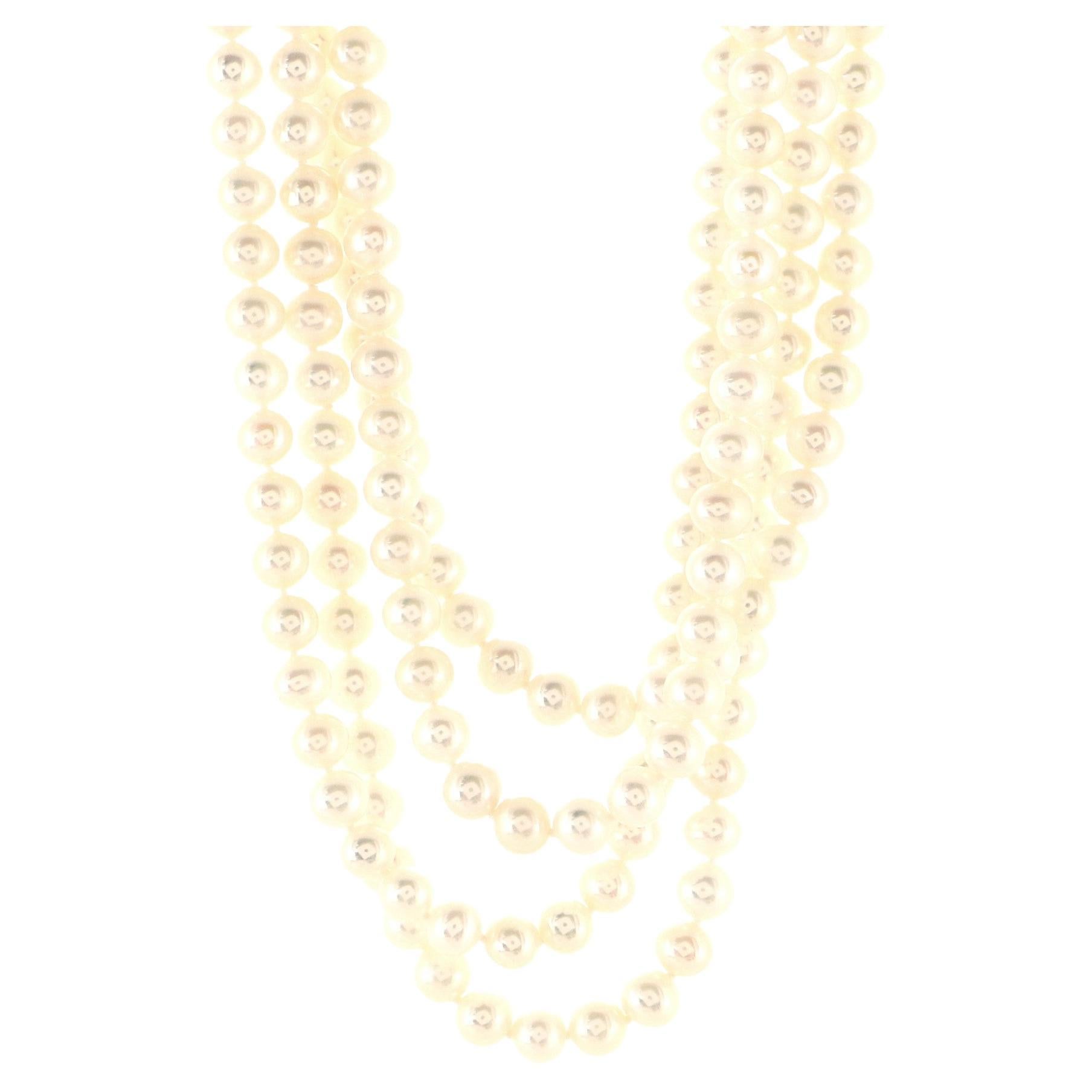 Tiffany & Co. Ziegfeld Double Strand Necklace Freshwater Pearls with Sterling For Sale