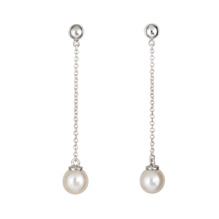 Tiffany and Co. Ziegfeld Pearl Drop Earrings Sterling Silver Estate Fine  Jewelry at 1stDibs