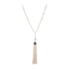 Tiffany & Co. Ziegfeld Perlenkette Sterling Silber lange Fransen Quaste Estate
