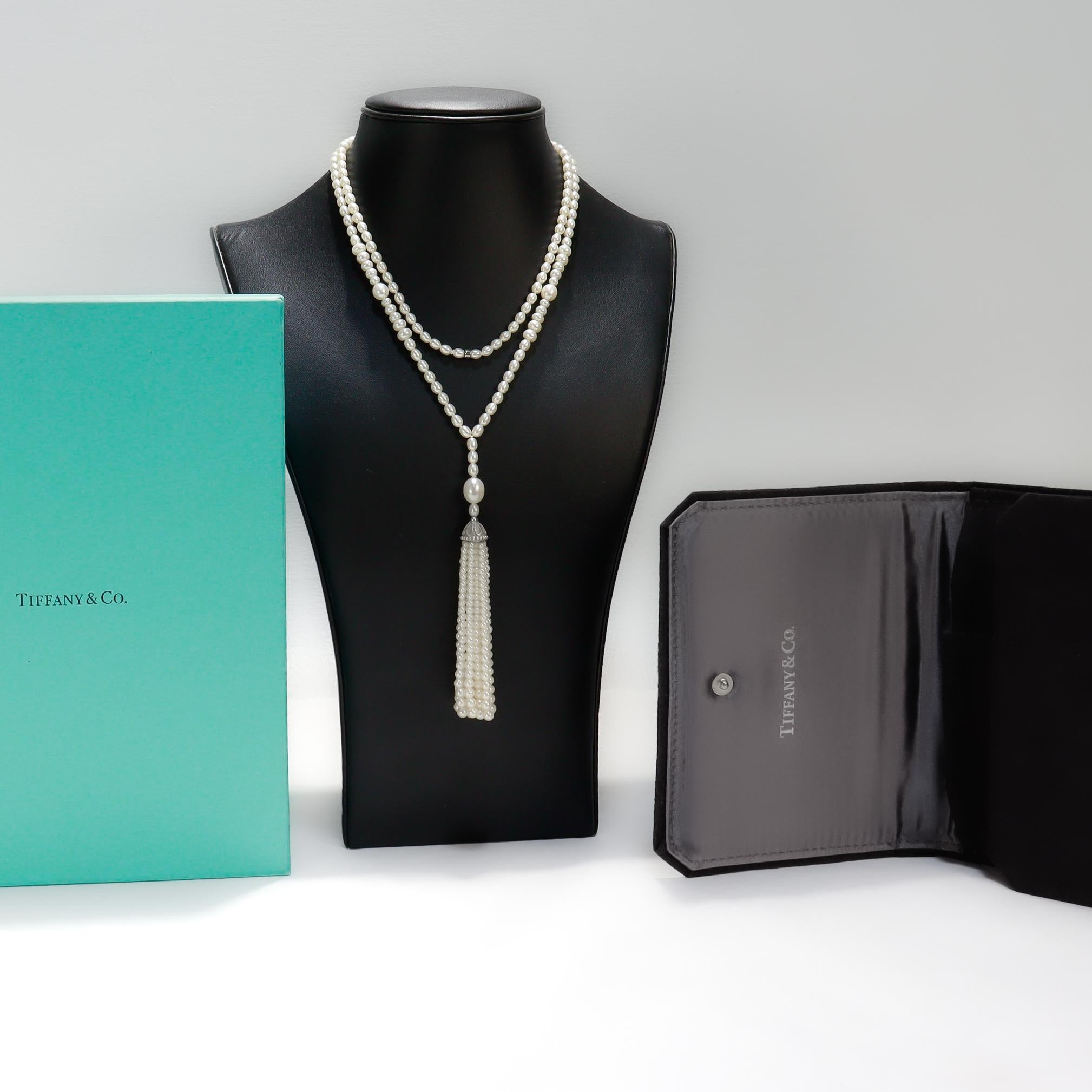 Tiffany & Co. Ziegfeld Sterling Silver & Pearl Sautoir Necklace in vendita 4