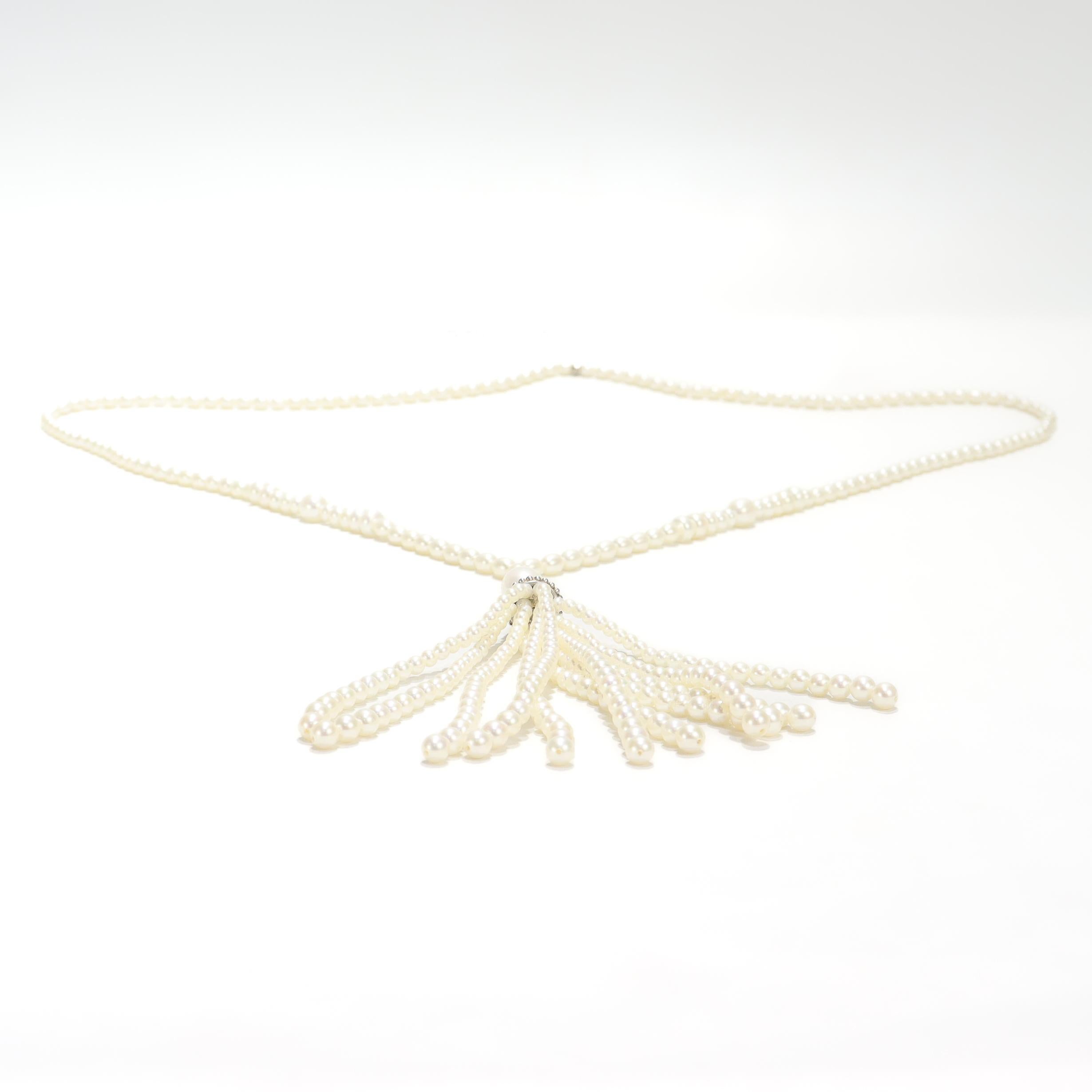 Tiffany & Co. Ziegfeld Sterling Silver & Pearl Sautoir Necklace in vendita 6