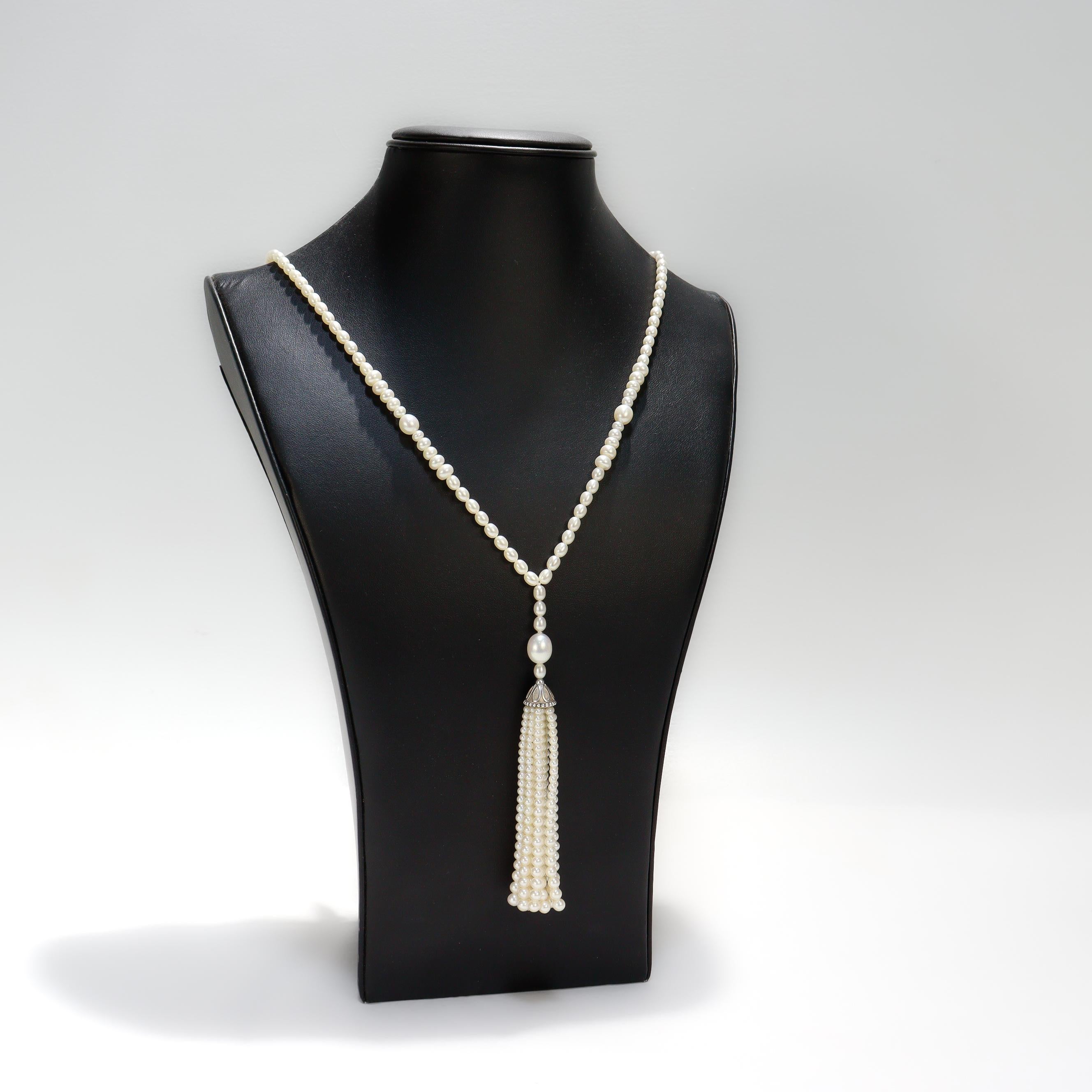 Tiffany & Co. Ziegfeld Sterling Silver & Pearl Sautoir Necklace in vendita 1