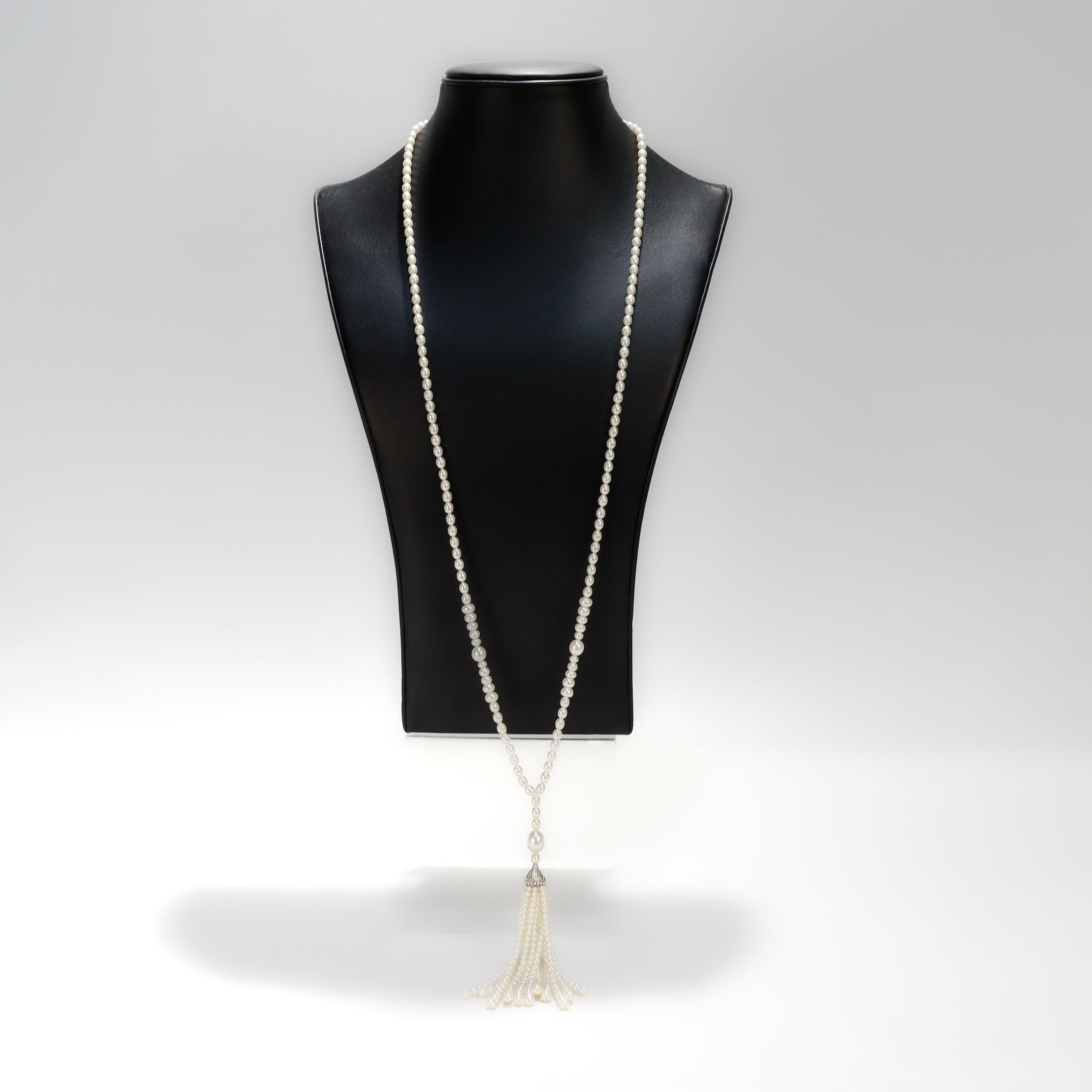 Tiffany & Co. Ziegfeld Sterling Silver & Pearl Sautoir Necklace in vendita 2