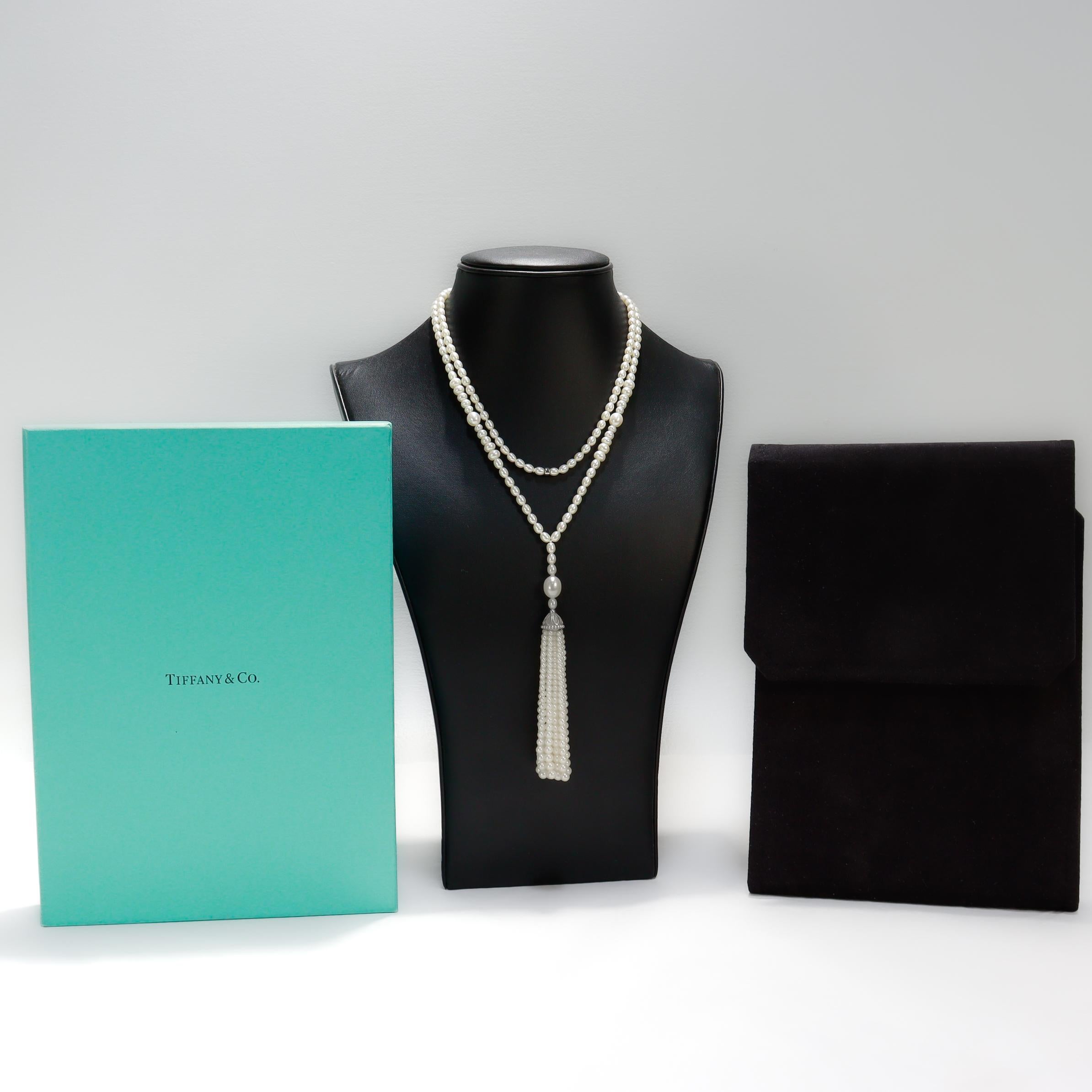 Tiffany & Co. Ziegfeld Sterling Silver & Pearl Sautoir Necklace in vendita 3