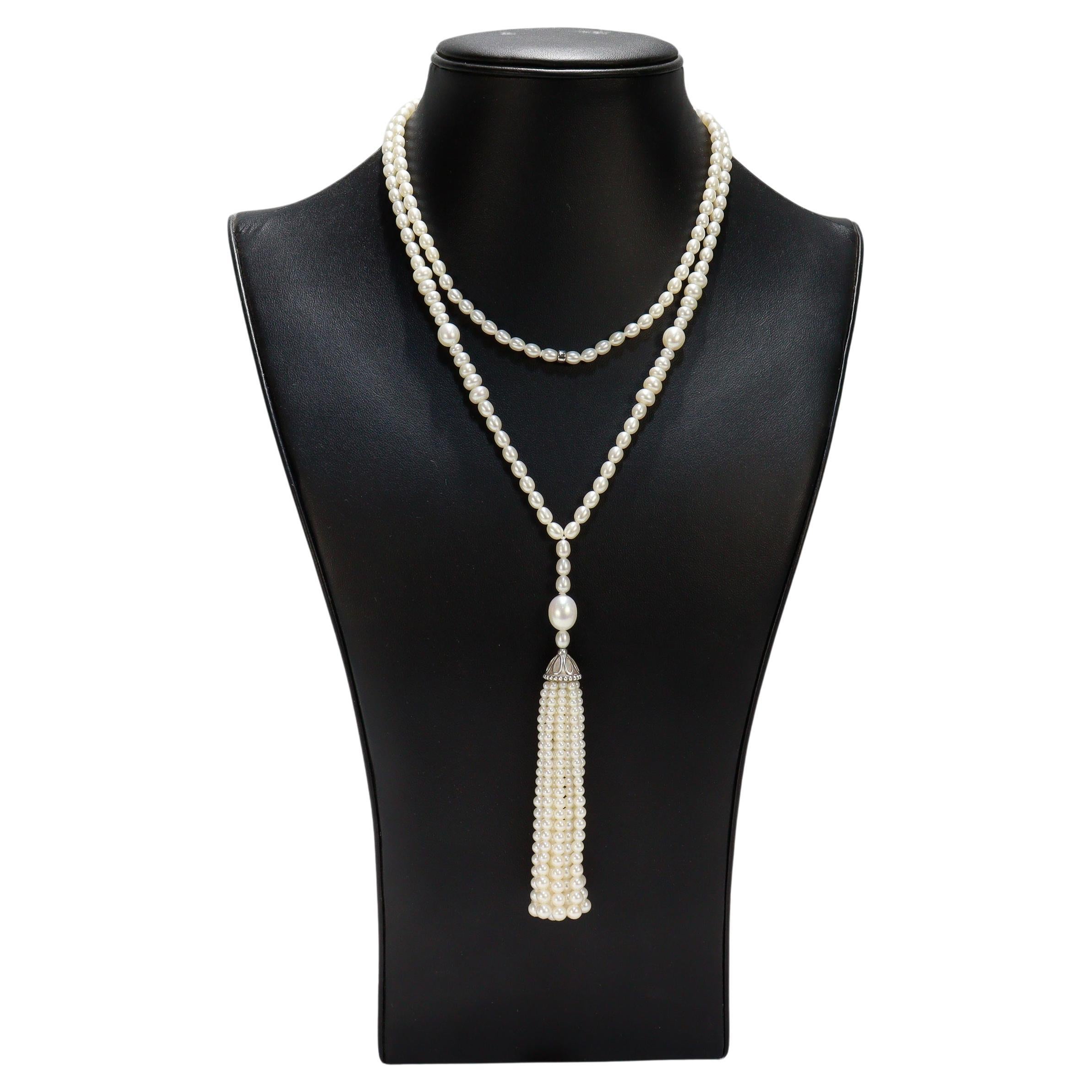 Tiffany & Co. Ziegfeld Sterling Silver & Pearl Sautoir Necklace