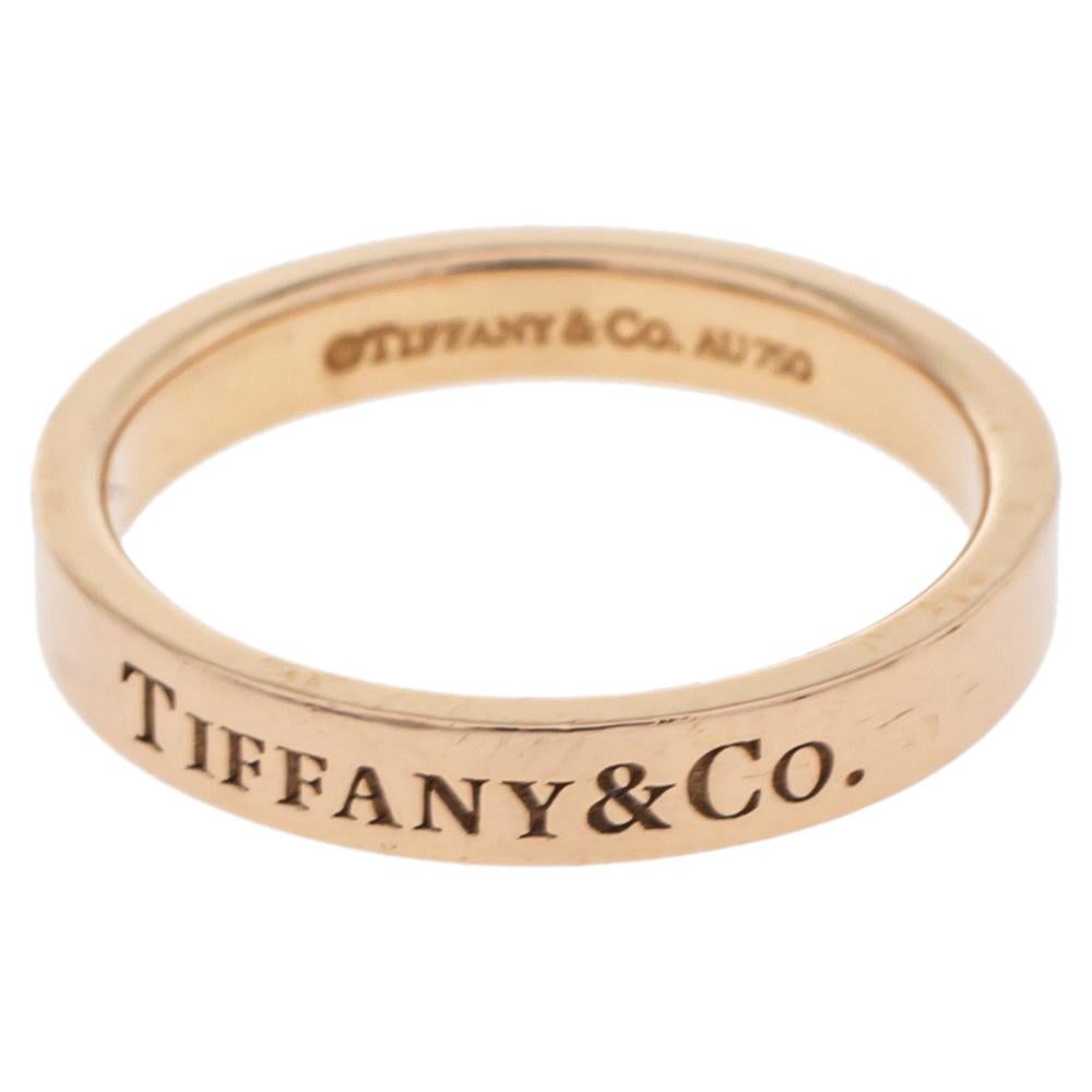 Tiffany & Co.18K Rose Gold Band Ring Size 51 In Good Condition In Dubai, Al Qouz 2