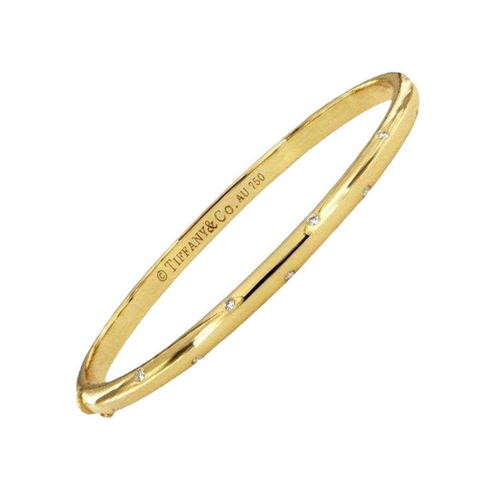 Tiffany 
Co.18k Yellow Gold Diamond Etoile Bangle Bracelet, Medium Size
