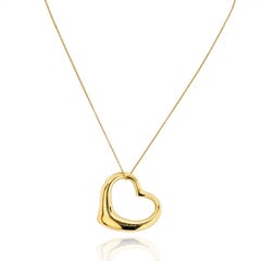 Tiffany & Co.18k Yellow Gold Elsa Peretti Open Heart Pendant on a Chain Necklace