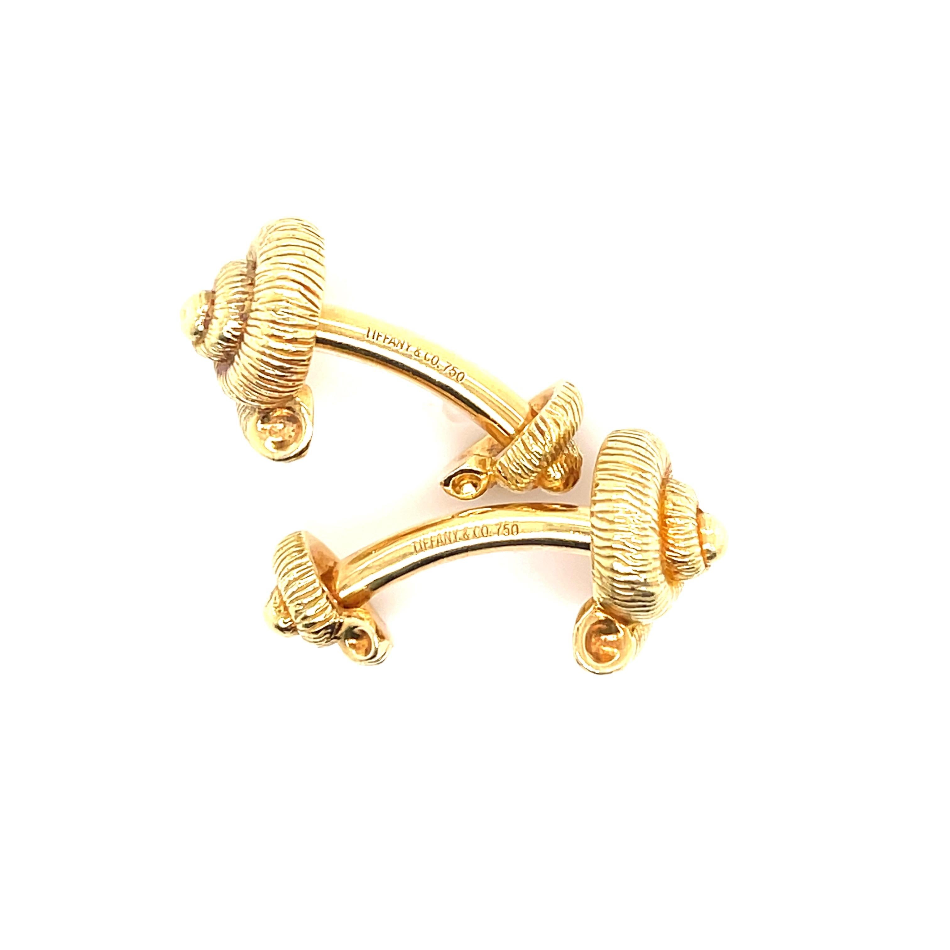 Contemporary Tiffany & Co23. Gold Sea Shell Cuff Links For Sale