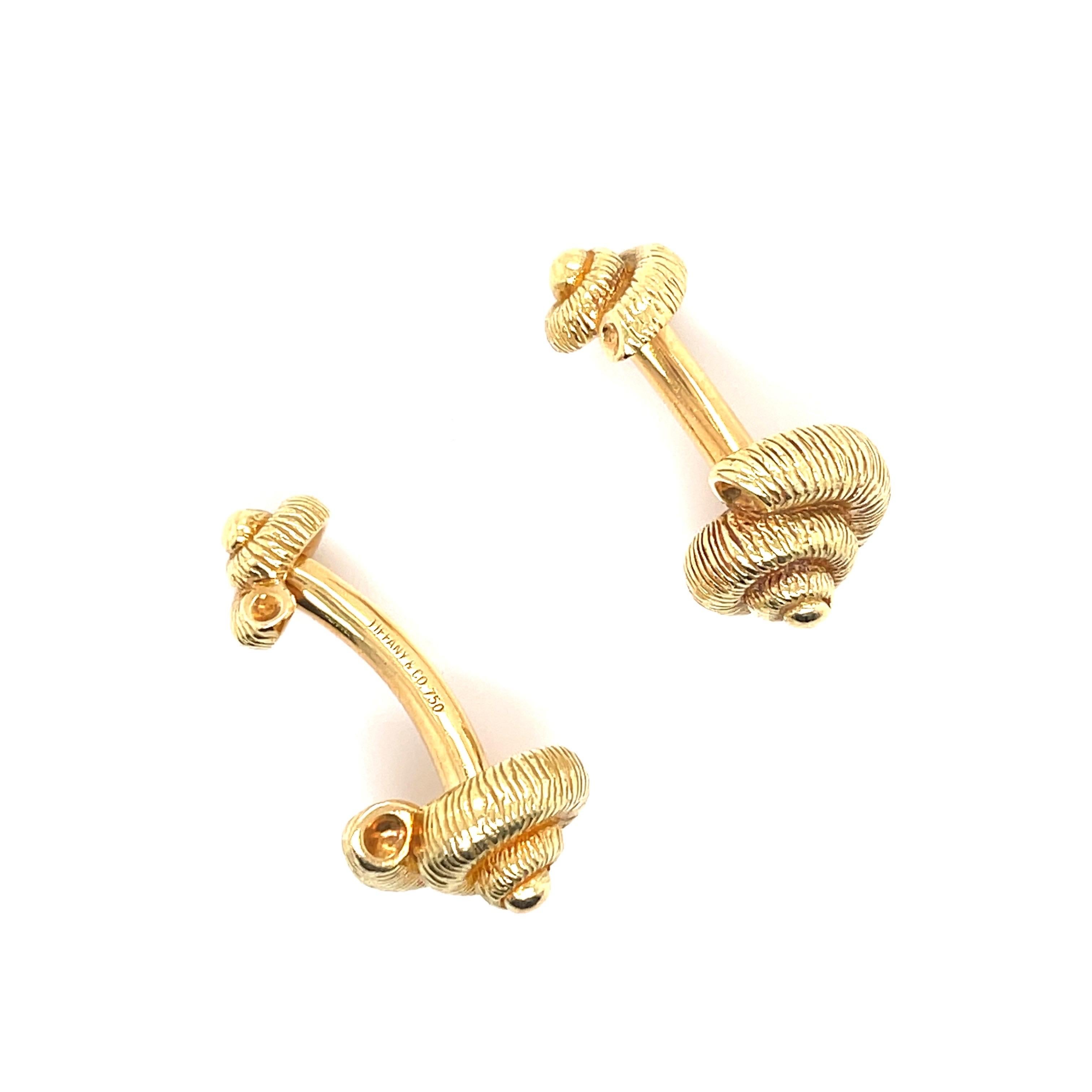 Women's or Men's Tiffany & Co23. Gold Sea Shell Cuff Links For Sale