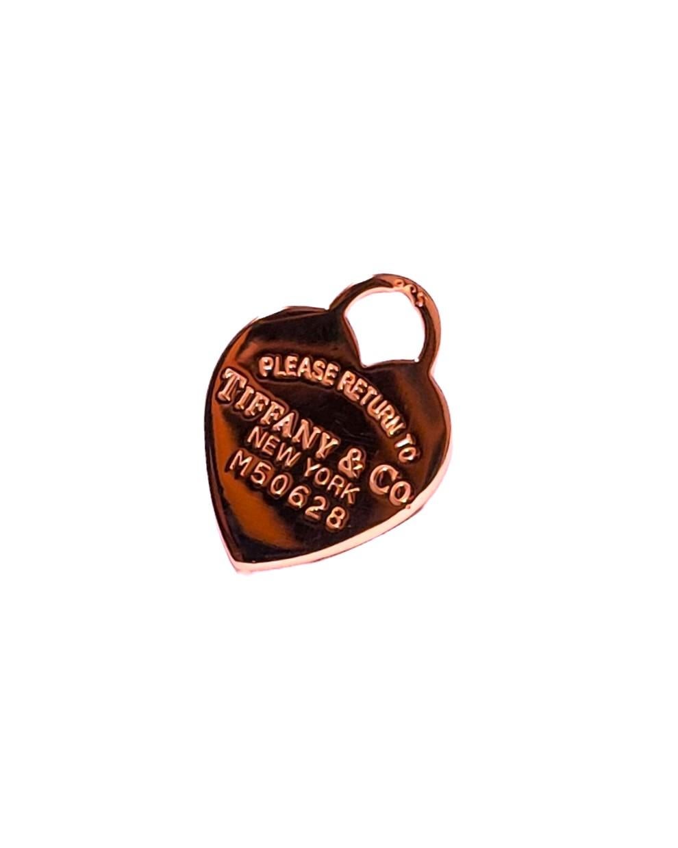 Tiffany &Co.925 Silver Heart Charm Rose Gold Plated Pendant In Good Condition For Sale In San Fernando, CA