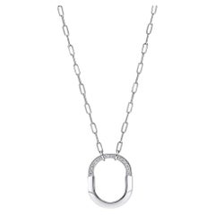 Tiffany & Co.Lock Collection White Gold Half-Pave Diamond Double U Lock Necklace