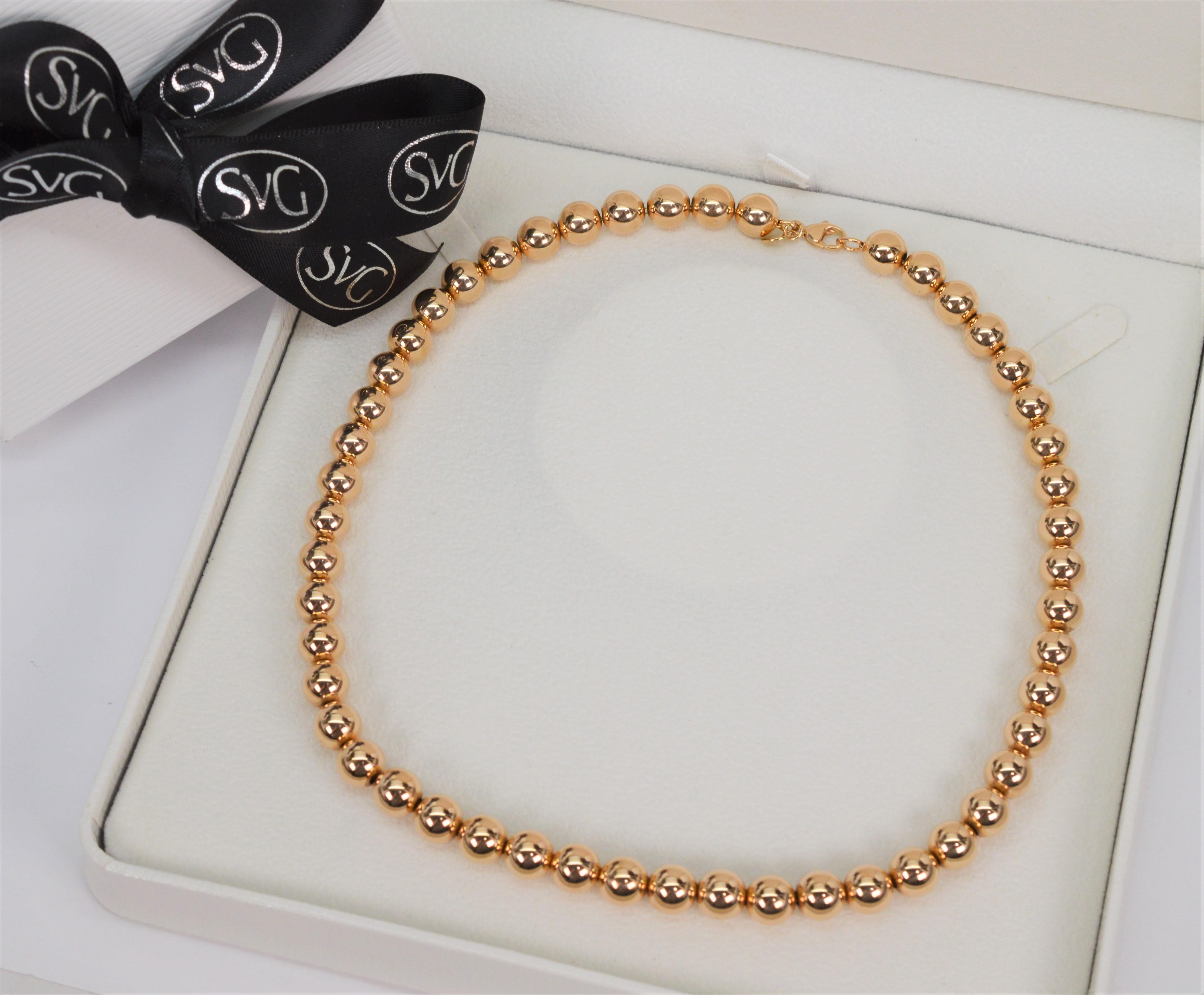 Tiffany & Co. 14 Karat Yellow Gold Bead Necklace In Excellent Condition In Mount Kisco, NY