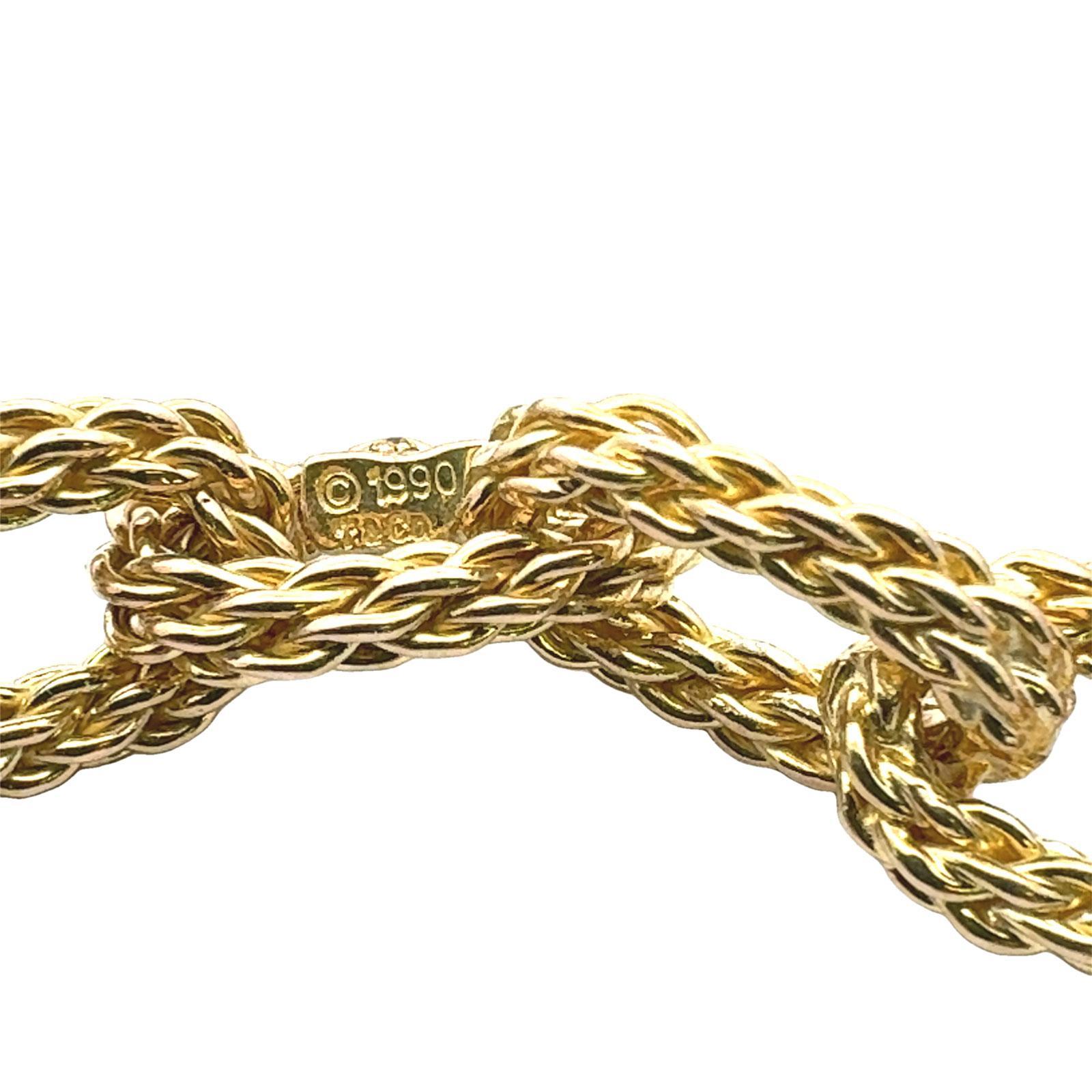 Rechteckige Vintage-Gliederhalskette von Tiffany & Company aus 18 Karat Gelbgold 28 Zoll Damen