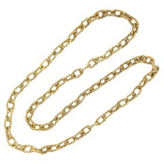 Rechteckige Vintage-Gliederhalskette von Tiffany & Company aus 18 Karat Gelbgold 28 Zoll