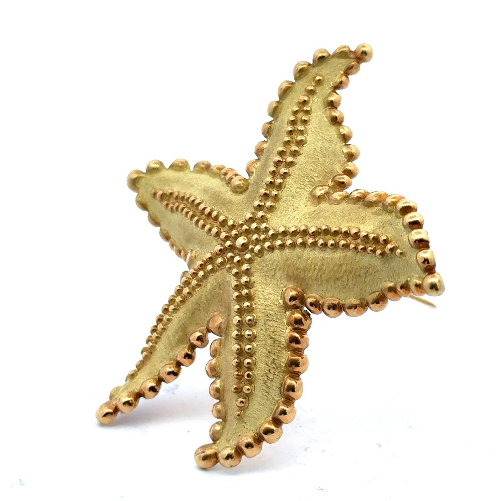 Modern Tiffany & Company 18 Karat Yellow Gold Starfish Brooch Pin