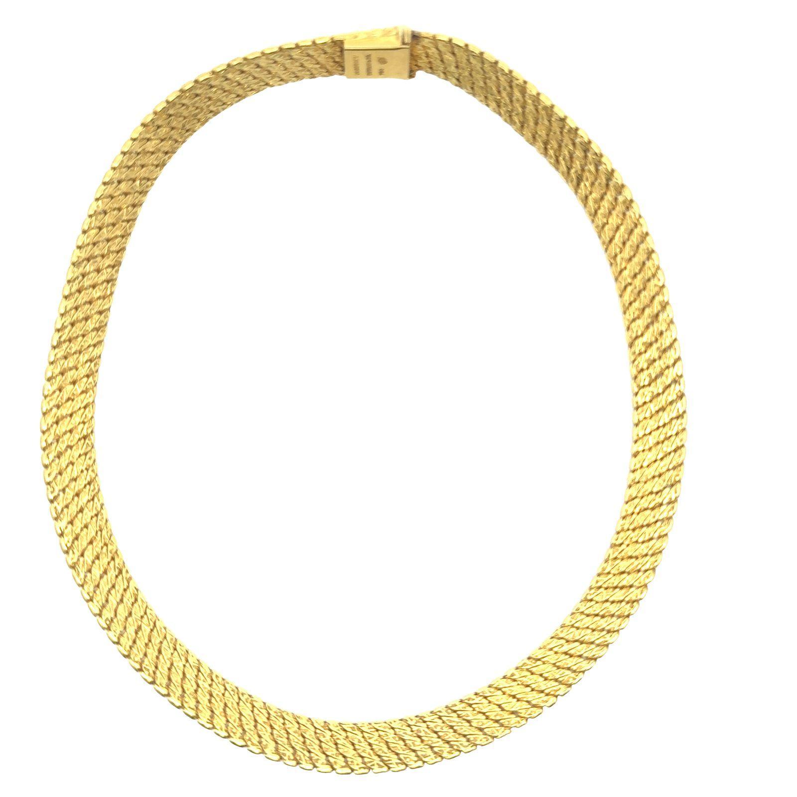 Modern Tiffany & Company 18 Karat Yellow Textured Gold Vintage Collar Necklace Germany For Sale