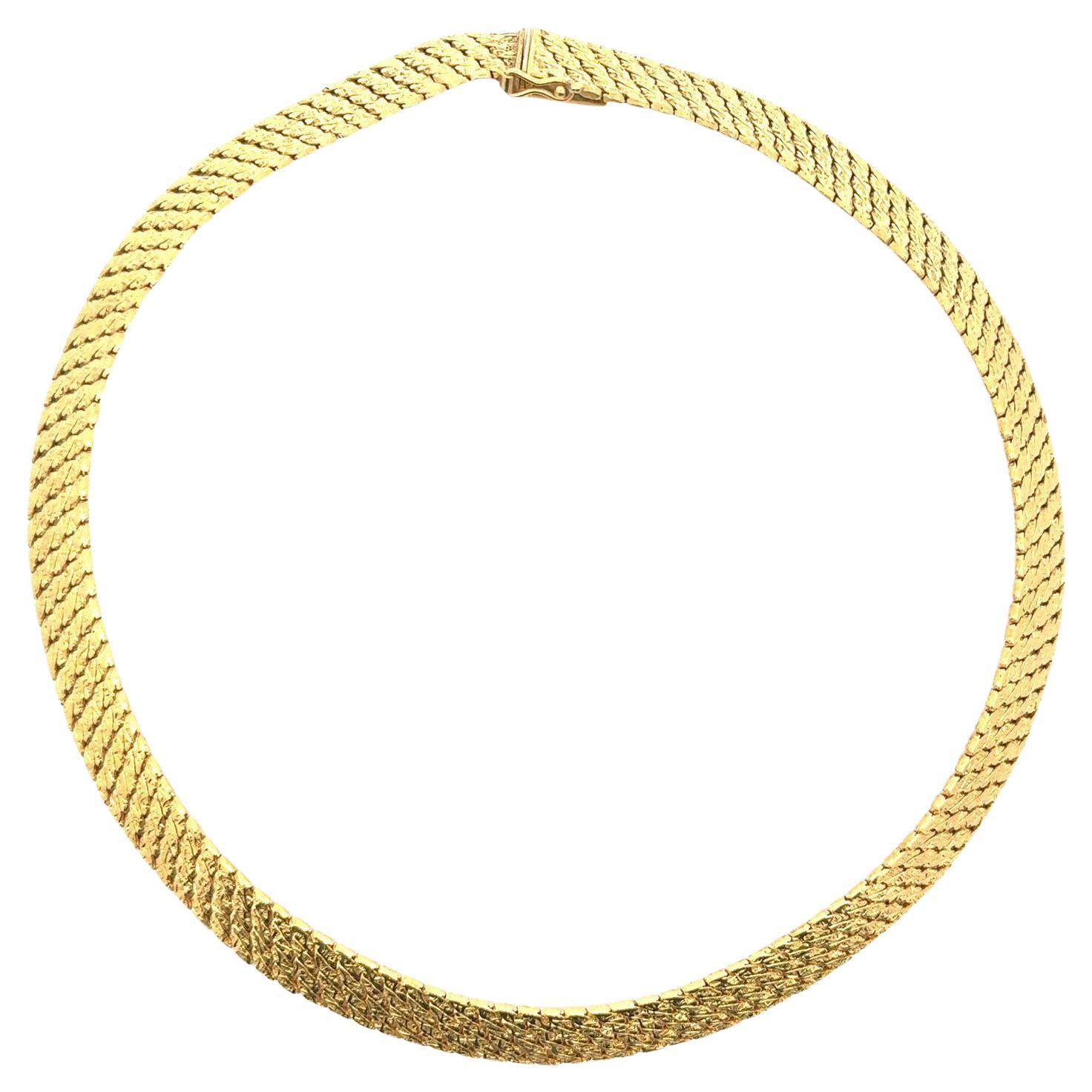 Tiffany & Company 18 Karat Yellow Textured Gold Vintage Collar Necklace Germany For Sale