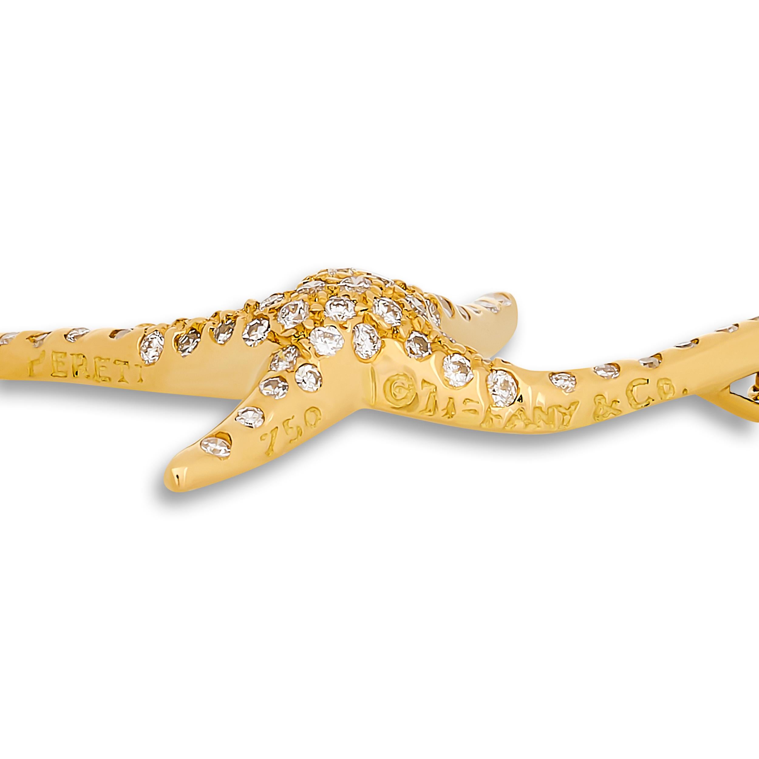 Tiffany & Company 18K Yellow Gold Diamond Starfish Pendant on 18K Yellow Gold Ch im Zustand „Hervorragend“ im Angebot in Philadelphia, PA