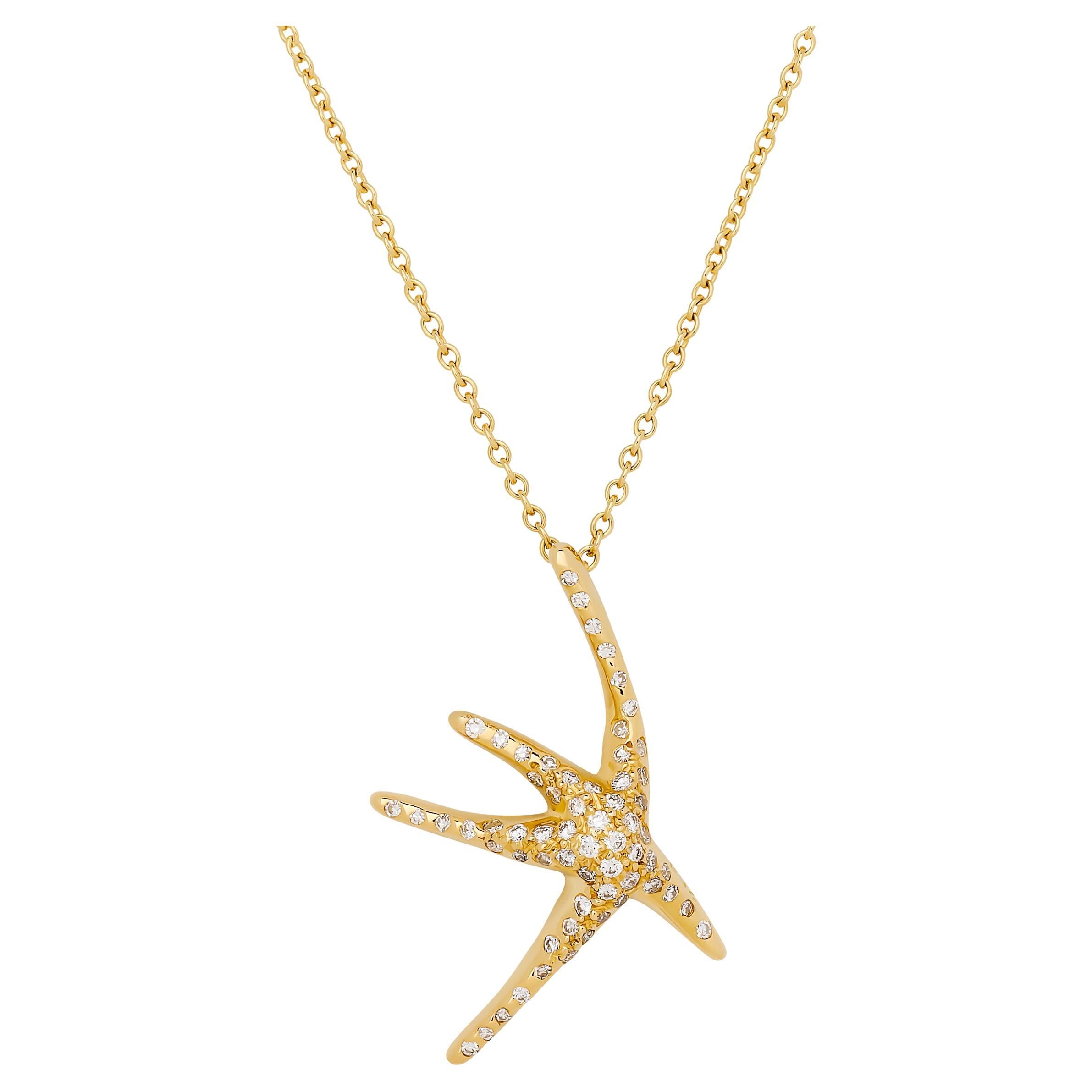 Tiffany
Company 18K Yellow Gold Diamond Starfish Pendant on 18K Yellow Gold Ch