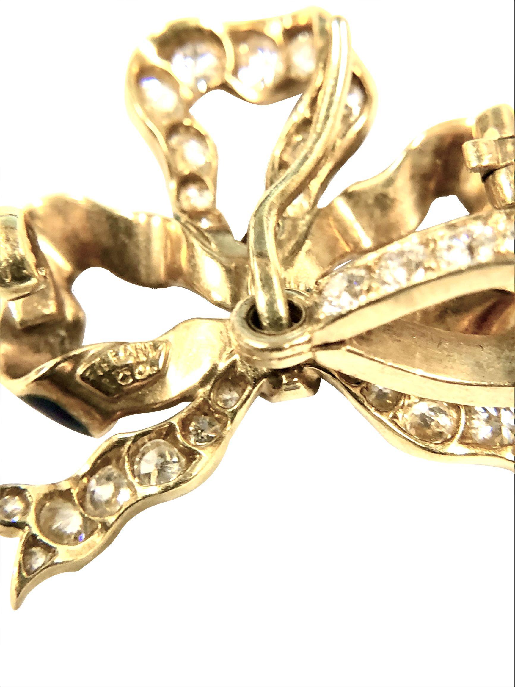 Women's Tiffany & Co. 1910 Gold Diamond and Enamel Lapel Watch