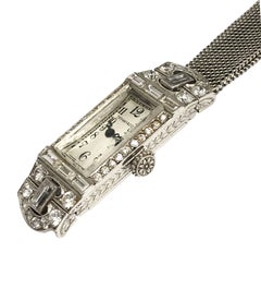Tiffany & Co. 1920s Art Deco Ladies Platinum and Diamond Bracelet Wristwatch