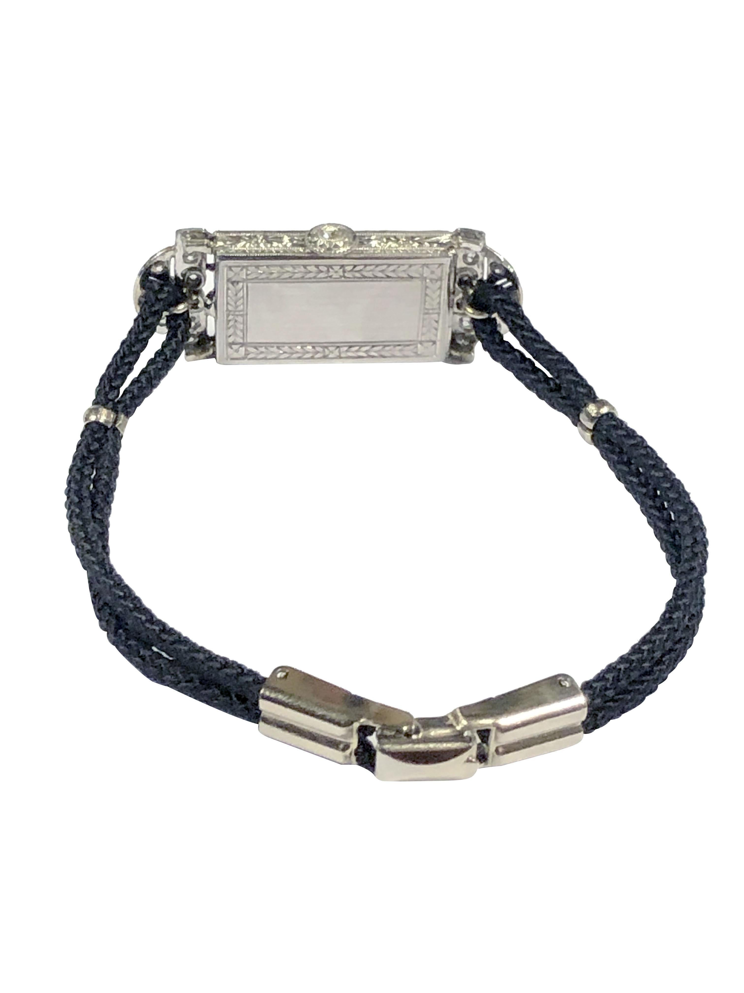 Donna Tiffany & Company 1920 Art Deco in platino e diamanti A.I. C. Orologio da polso Meylan in vendita