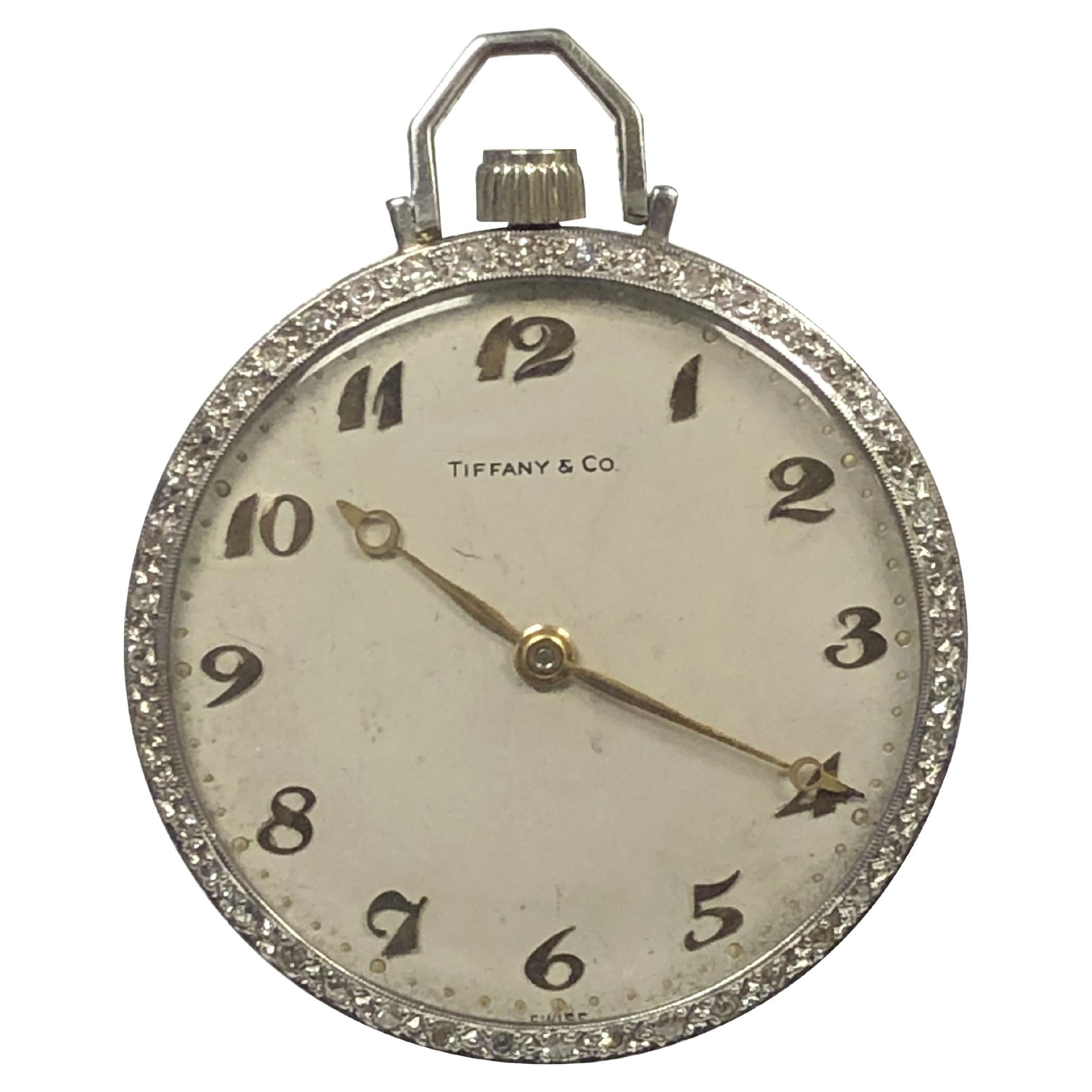 Tiffany & Company 1930s Art Deco Platinum and Diamond Pocket Watch