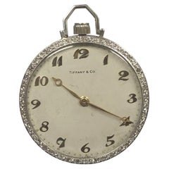 Vintage Tiffany & Company 1930s Art Deco Platinum and Diamond Pocket Watch