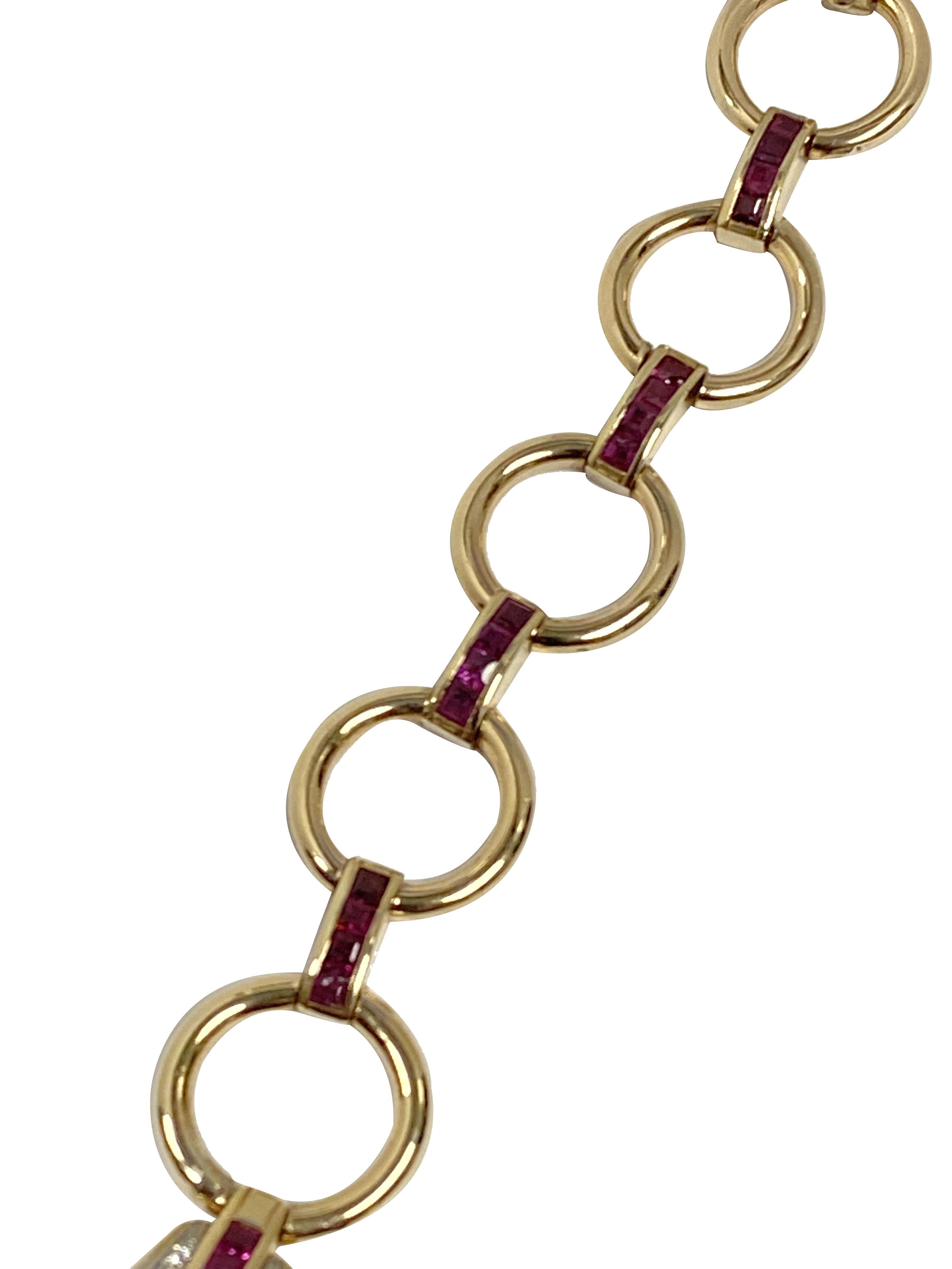 Tiffany & Company 1940s Retro Ladies Gold and Gem Set Bracelet Watch 1