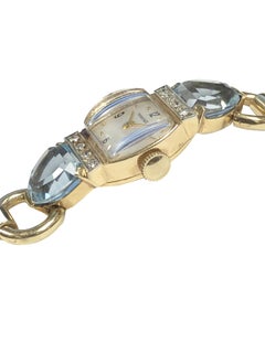 Tiffany & Co. 1940er Jahre Gelbgold und Edelstein gesetzt Damen mechanische Armbanduhr
