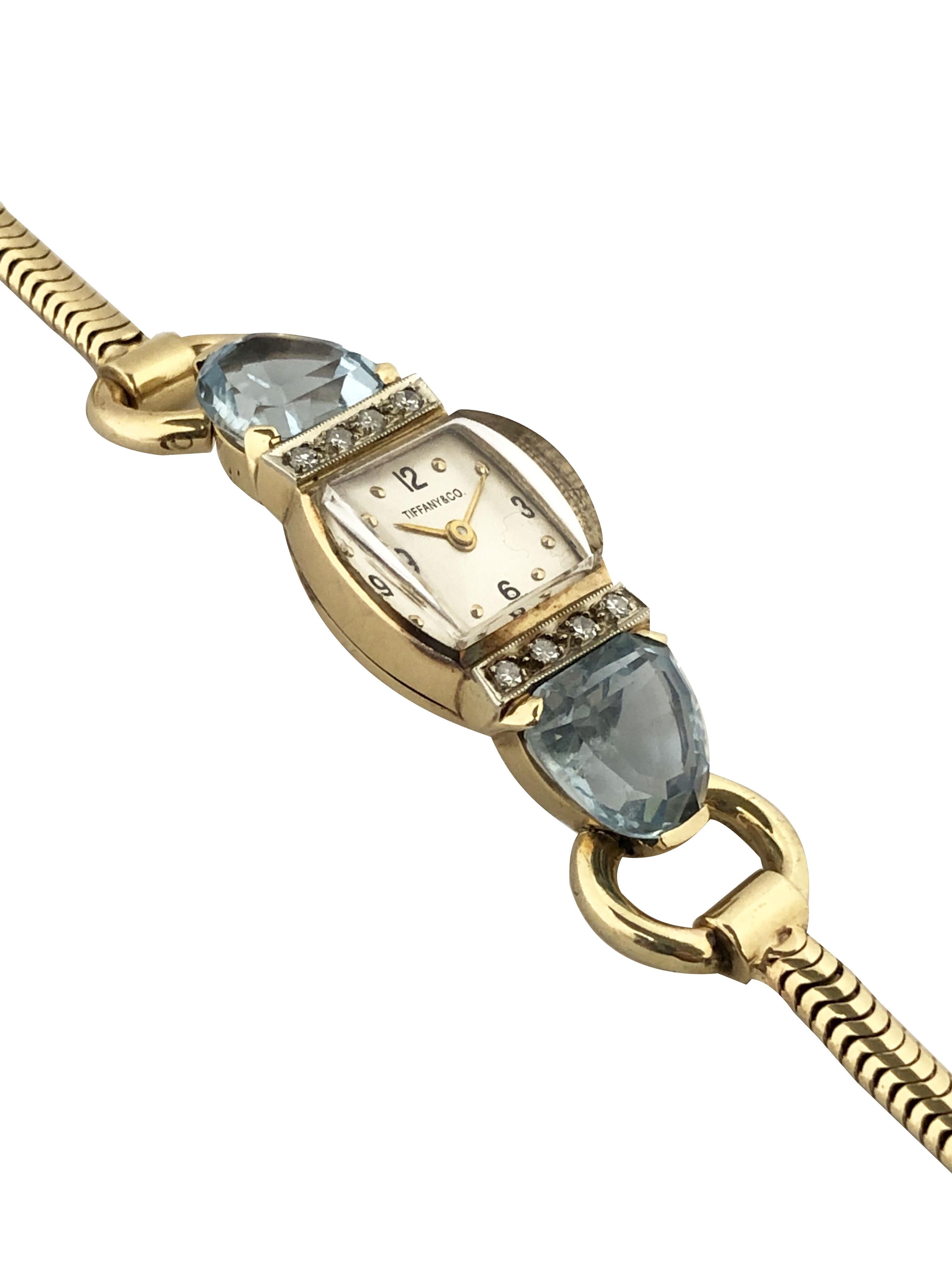 Retro Tiffany & Co. 1940s Yellow Gold and Gem Set Ladies Mechanical Wristwatch