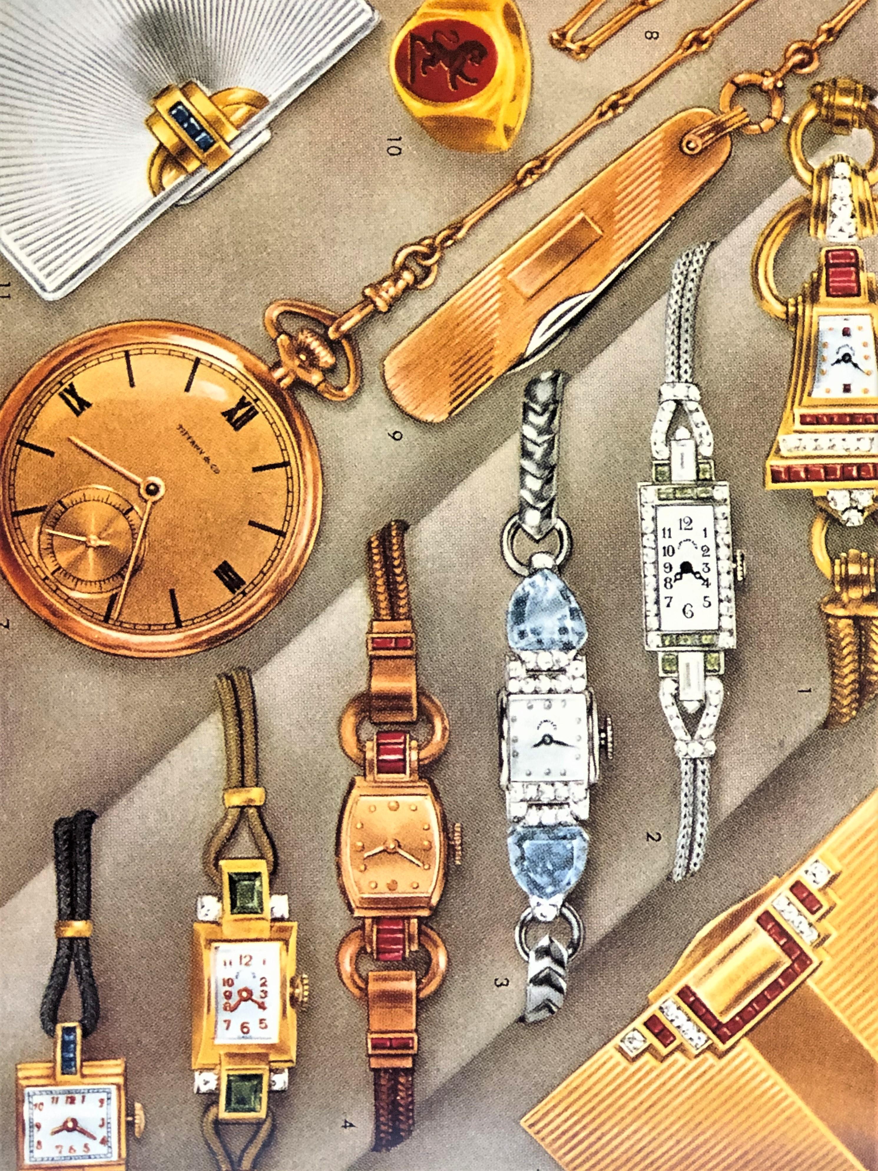 Women's Tiffany & Co. 1940s Yellow Gold and Gem Set Ladies Mechanical Wristwatch