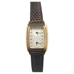 Tiffany & Company 2 Time Zone Yellow Gold Mid Size Wrist Watch