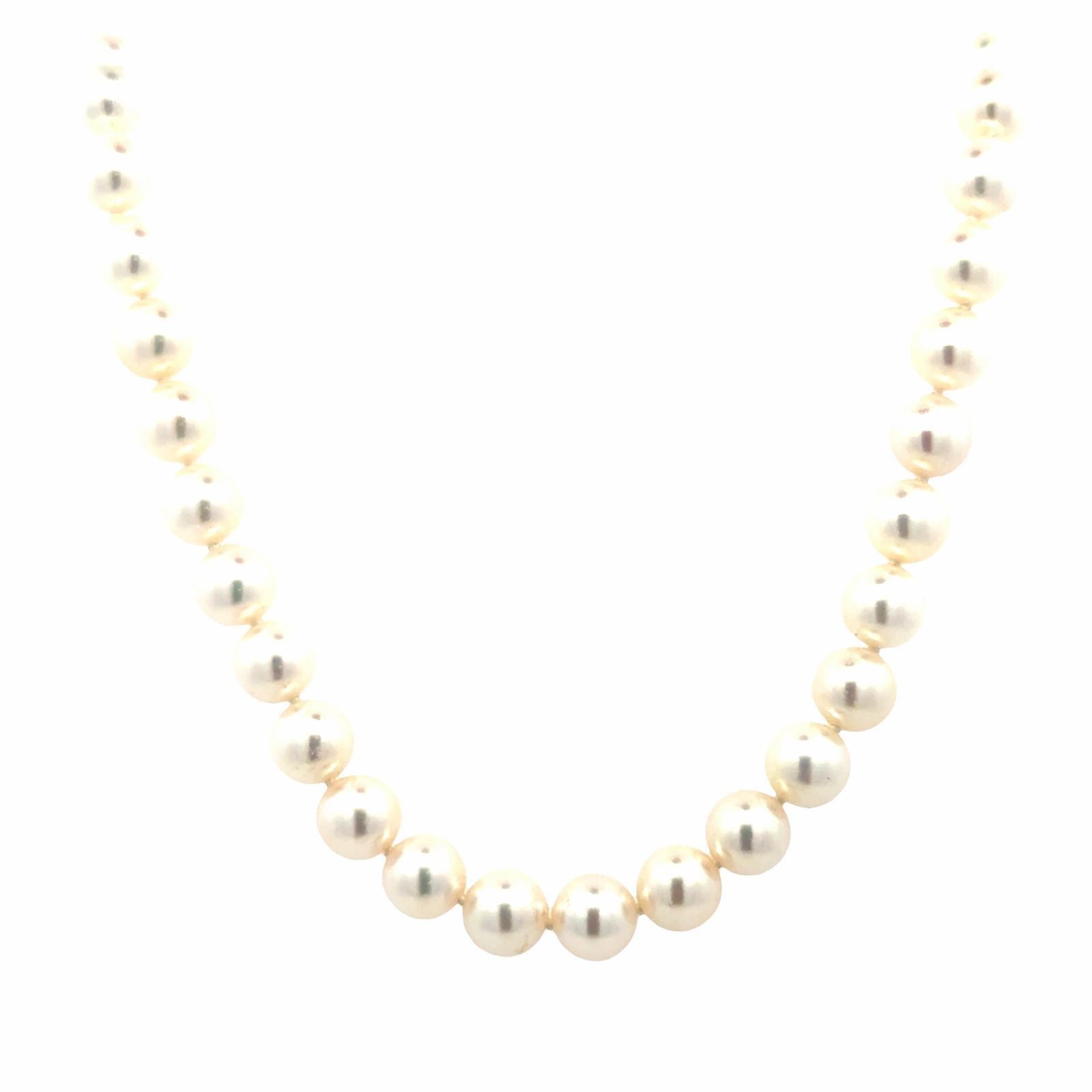 Tiffany & Company Akoya Essential 8mm Cultured Pearl Necklace 18KYG X Clasp For Sale 1