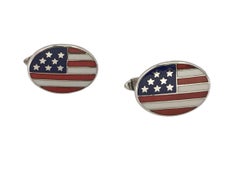 Tiffany & Company American Flag Sterling and Enamel Cufflinks