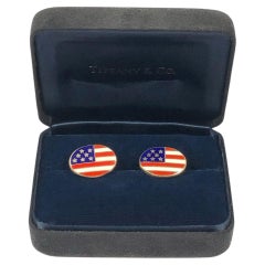 Tiffany & Company American Flag Sterling and Enamel Cufflinks