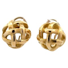 Tiffany & Company Angela Cumming Round Basket 18KYG Vintage Earrings Circa 1985