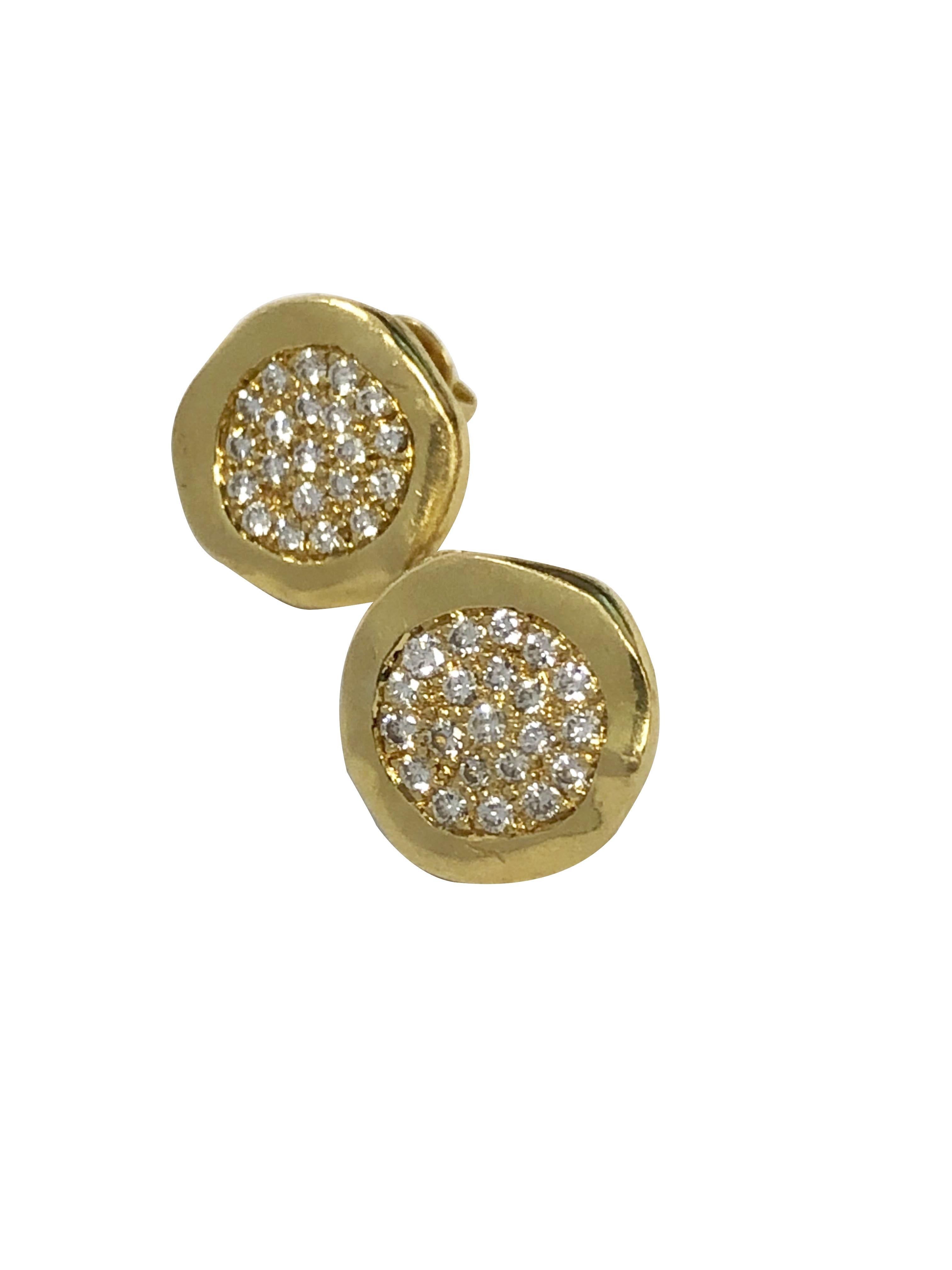 Taglio rotondo Tiffany & Company Angela Cummings Orecchini a bottone in oro giallo e diamanti in vendita