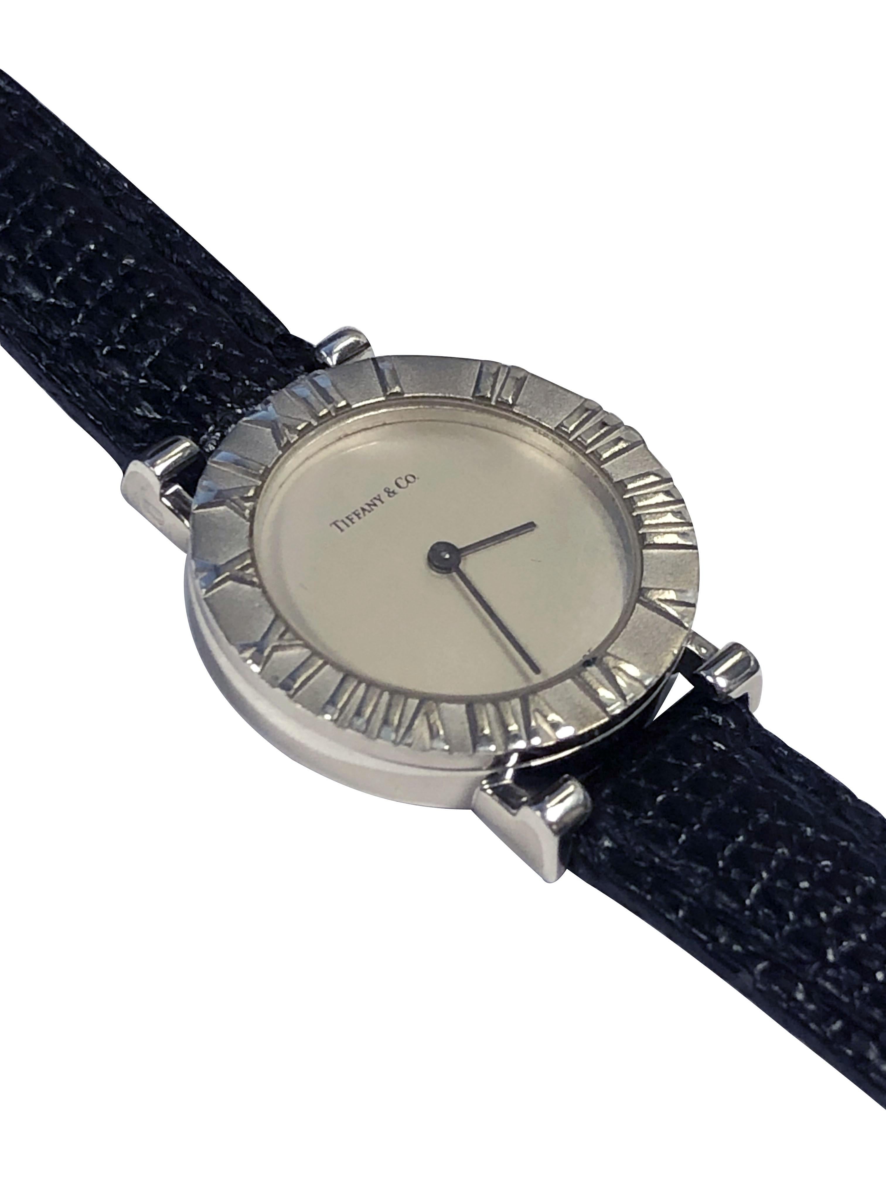 Women's Tiffany & Company Atlas Sterling Silver Quartz Ladies Wrist Watch For Sale