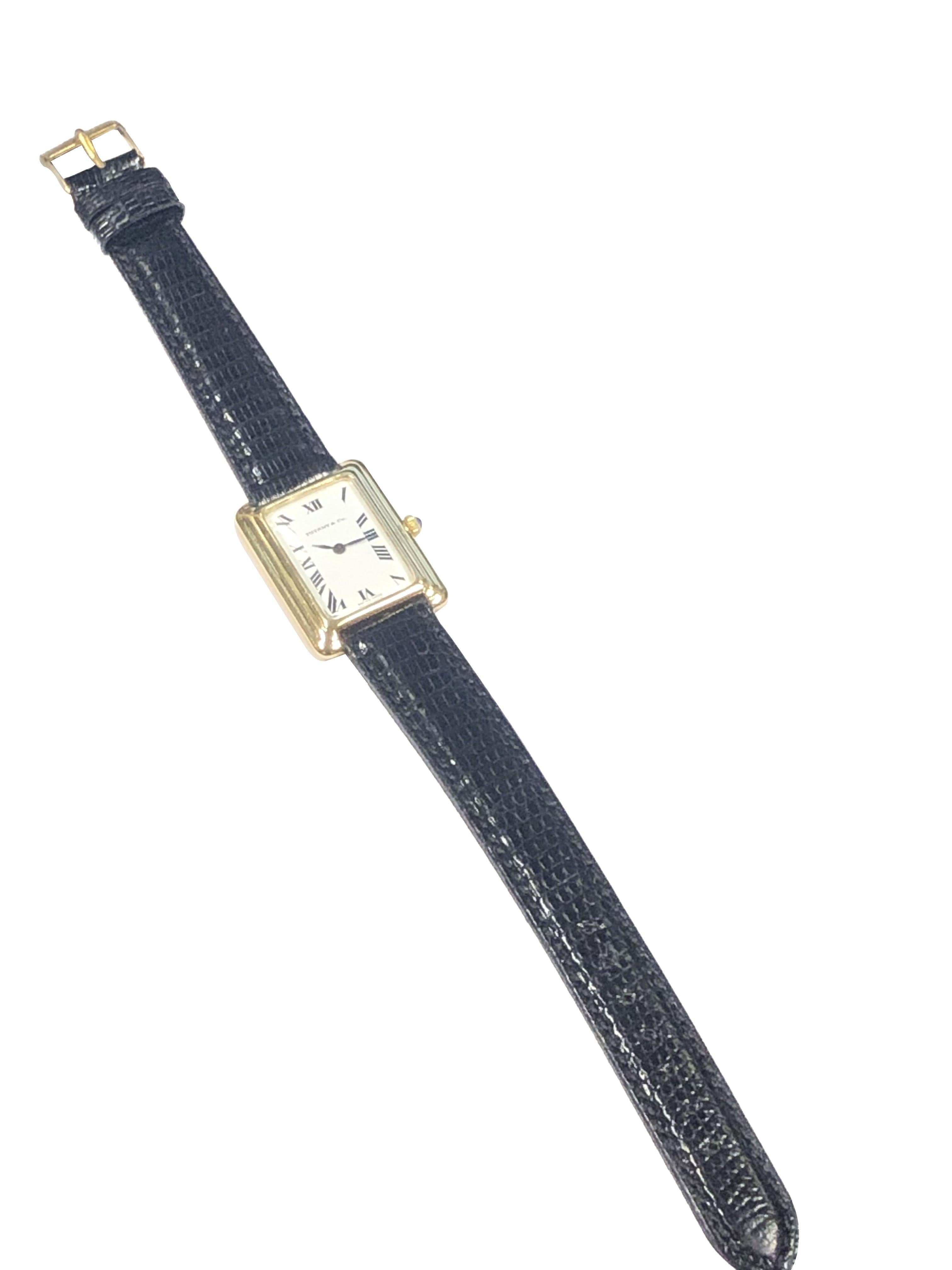 Tiffany & Co. Concord Large Vintage Yellow Gold Mechanical Wrist Watch In Excellent Condition In Chicago, IL