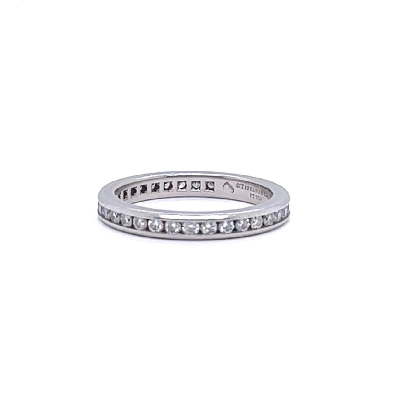 Tiffany & Co. Diamond Platinum Channel Set Eternity Band In Excellent Condition In Beverly Hills, CA