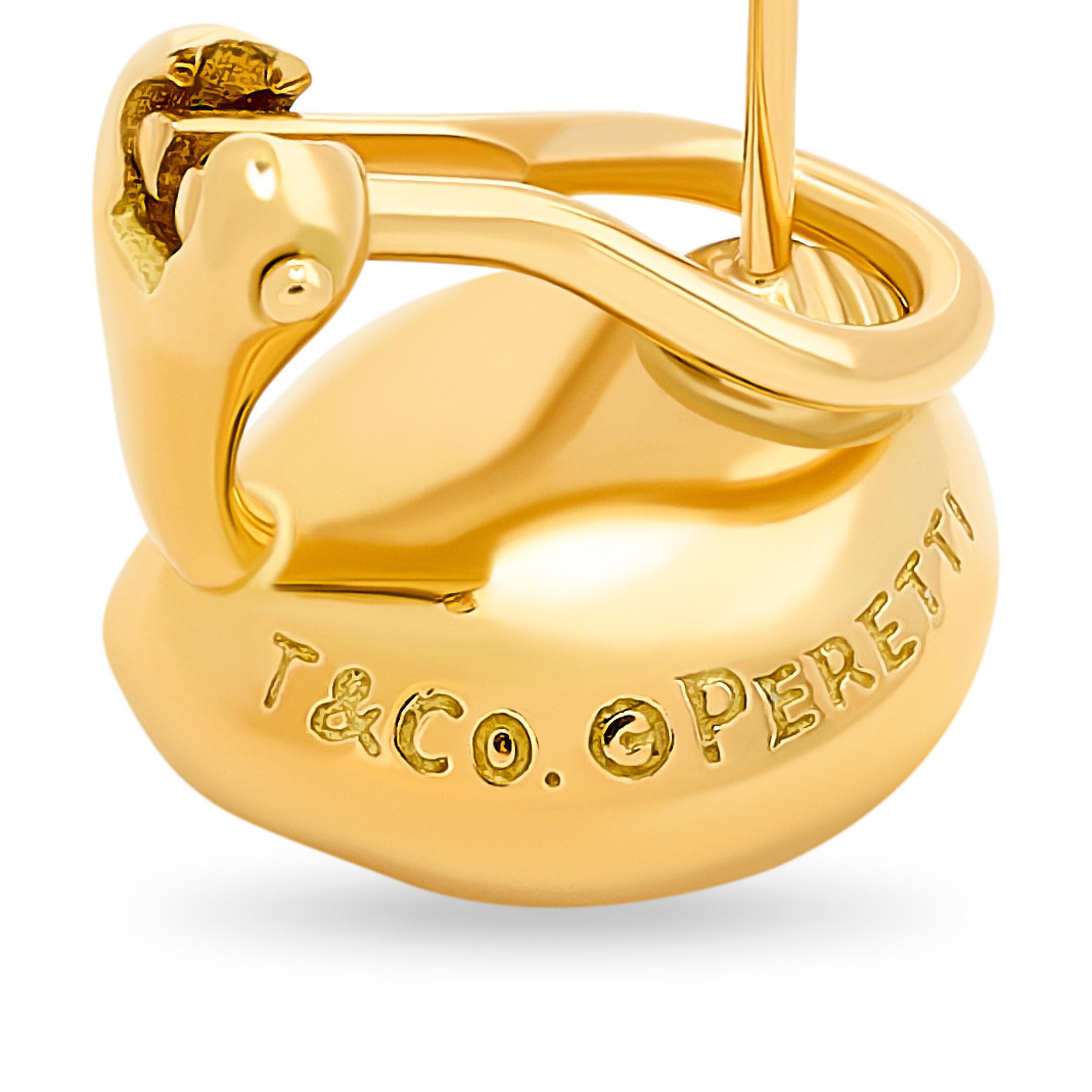 Tiffany & Company Elsa Peretti 18 Karat Gelbgold Bohnen-Ohrstecker im Zustand „Hervorragend“ im Angebot in Philadelphia, PA