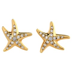 Tiffany & Company Elsa Peretti 18 Karat Yellow Gold Starfish Diamond Earrings