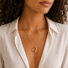 Tiffany & Company Elsa Peretti 36mm Collar Colgante Corazón Abierto 18KYG Vintage