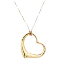 Tiffany & Company Elsa Peretti 36mm Collar Colgante Corazón Abierto 18KYG Vintage