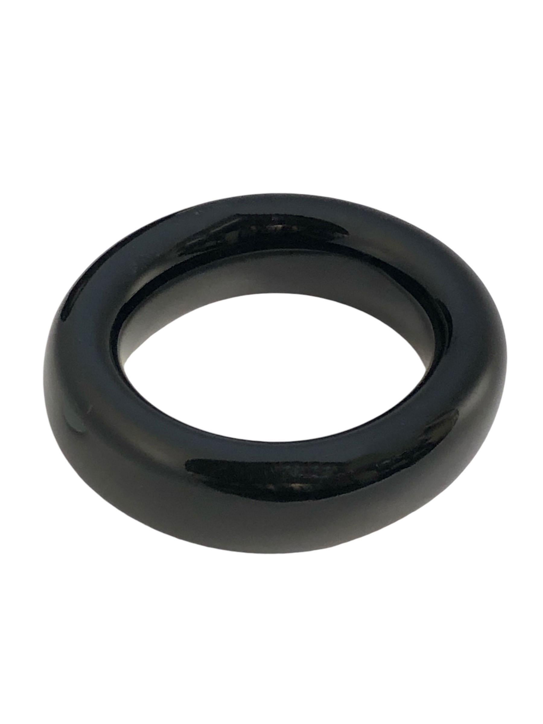 Tiffany & Company Elsa Peretti Black Doughnut Wide Bangle Bracelet In Excellent Condition In Chicago, IL
