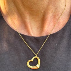 Tiffany & Company Elsa Peretti Floating Heart 18KYG Pendant Necklace Medium Size